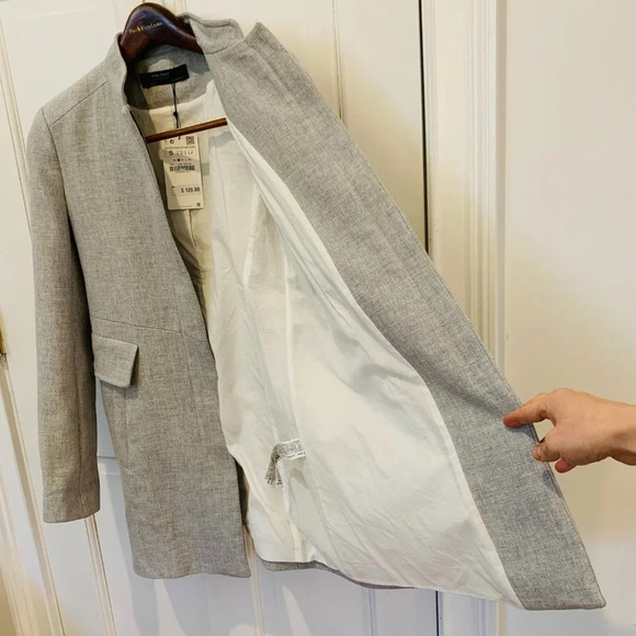 New With Tags Zara Basic Outerwear Women's Coat Snap Gray Size Small Jacket - Picture 15 of 16